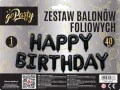 Zestaw balonów foliowych Happy Birthday czarne - tantis.pl