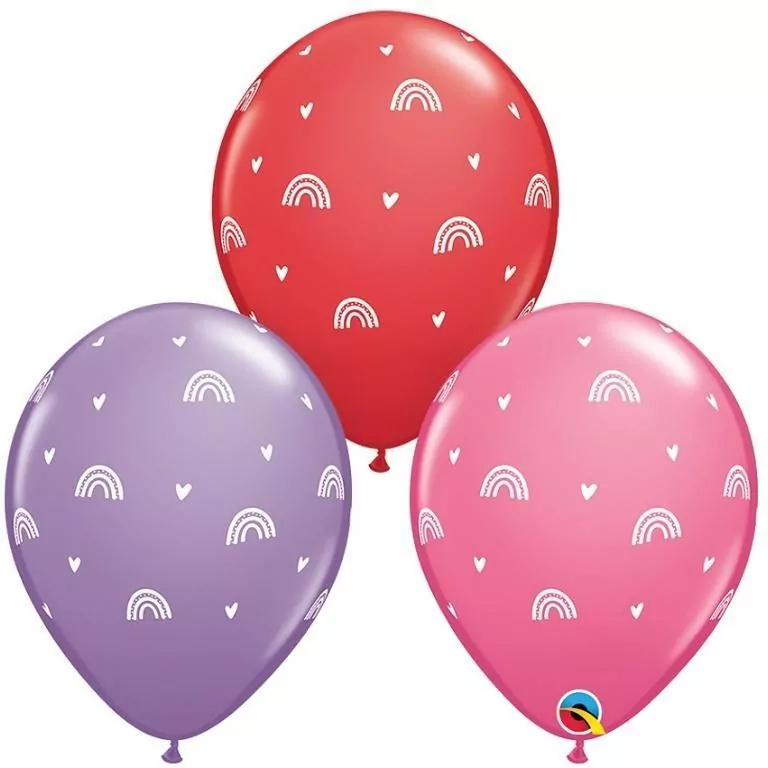 Balon z nadrukiem Boho Rainbows&Hearts 28cm 25szt - tantis.pl