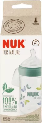 NUK. For Nature. Butelka ze smoczkiem. 260ml. Listki