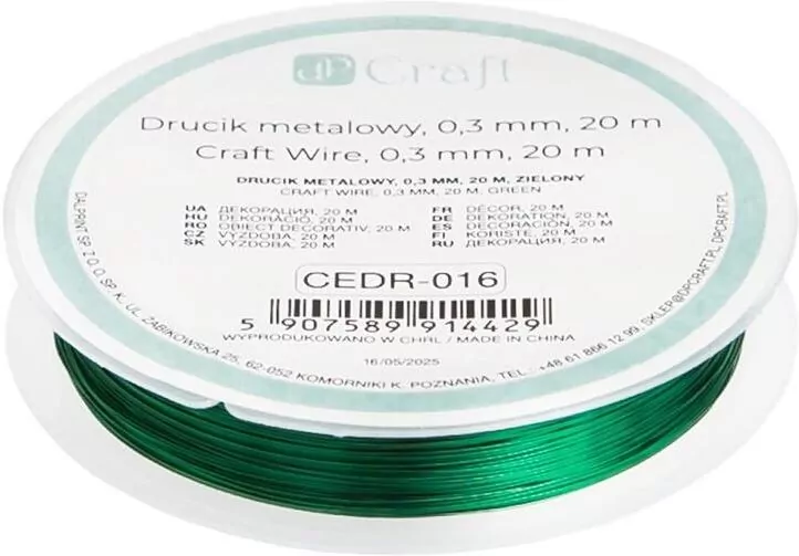 Drucik metalowy 0,3mmx20m zielony - tantis.pl
