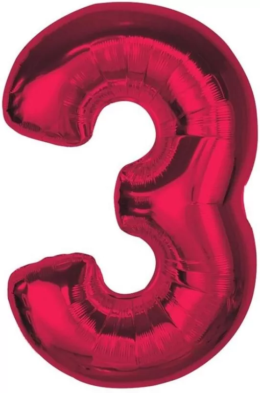 Balon foliowy cyfra 3 czerwona Smart 92cm - tantis.pl
