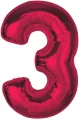 Balon foliowy cyfra 3 czerwona Smart 92cm - tantis.pl