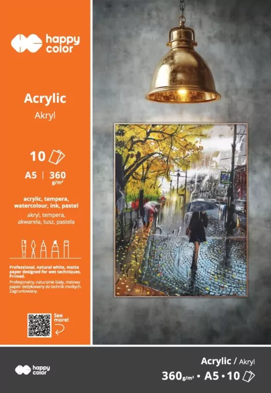 Blok do akrylu Art. A5 360g. 10ark. Happy Color - tantis.pl