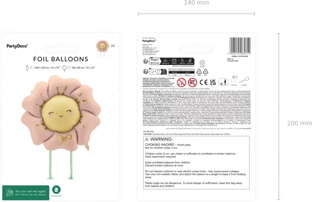 Balon foliowy Kwiatek różowy 104x104cm - tantis.pl