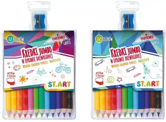 Kredki Jumbo St.Art. 12 kolorów + temperówka - tantis.pl