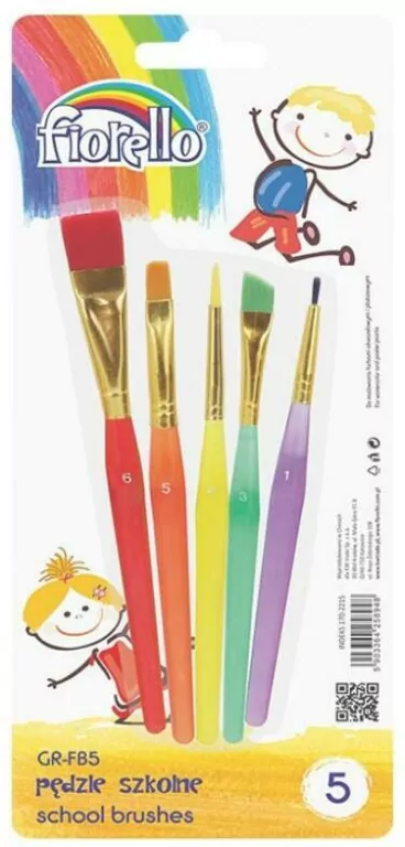 Pędzle szkolne. Fiorello. 5 sztuk - tantis.pl