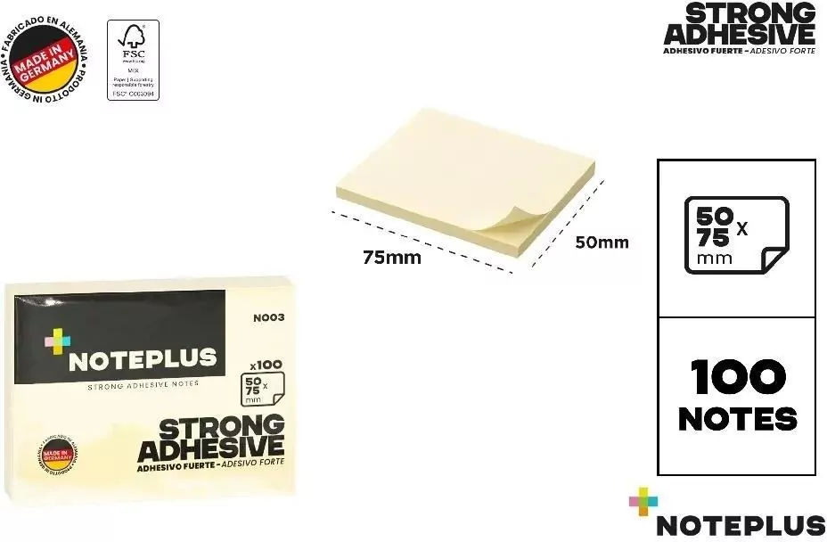 Karteczki samoprzylepne 75x50mm 100K żółte - tantis.pl