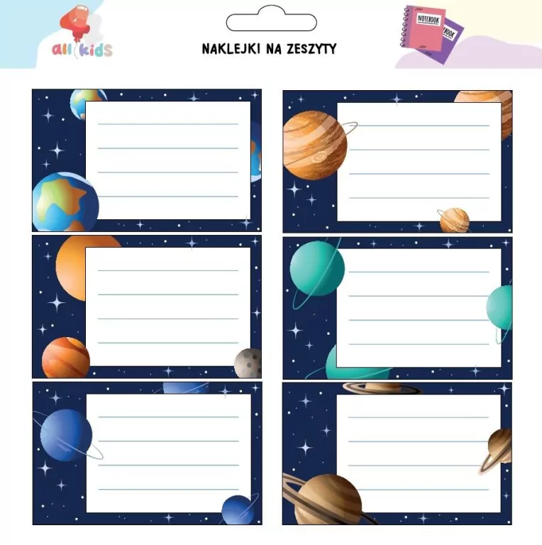 Naklejki na szafkę i zeszyt Kosmos - tantis.pl