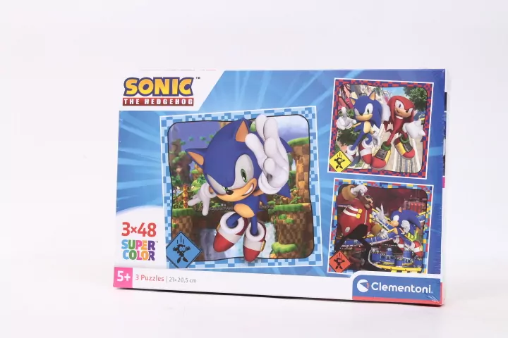Clementoni. Puzzle 3x48. Super Kolor. Sonic - tantis.pl