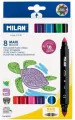 Flamastry Bicolor 8szt-16 kolorów MILAN - tantis.pl