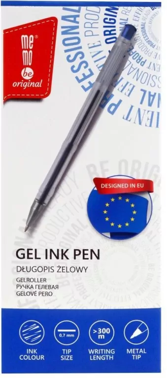 Długopis żelowy 0,7mm niebieski (12szt) MemoBe - tantis.pl