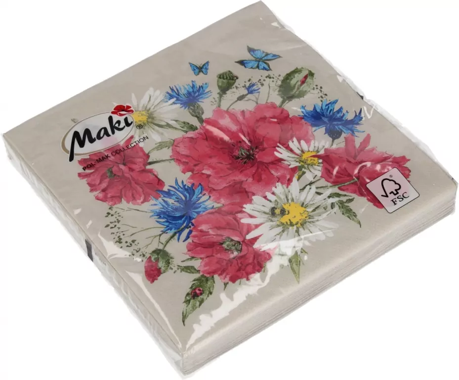 SERWETKA PAP 3W 330X330 KWIAT 53601 PM OP - tantis.pl