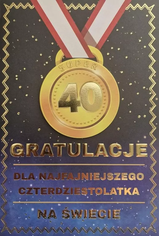 Karnet Urodziny 40 medal męskie - tantis.pl