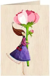 Karnet drewniany C6 + koperta Róża