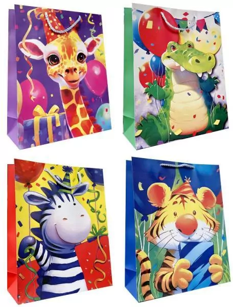 Torebka prezentowa dziecięca M Zwierzęta ZOO mix - tantis.pl