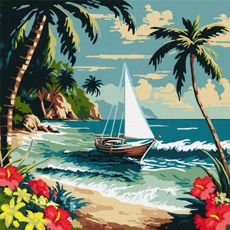 Malowanie po numerach - Słoneczny brzeg 40x40cm - tantis.pl