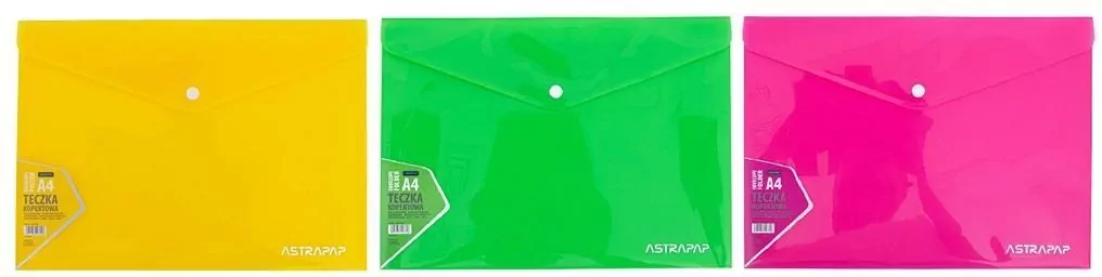 Teczka kopertowa A4 neon zatrzask mix ASTRAPAP - tantis.pl