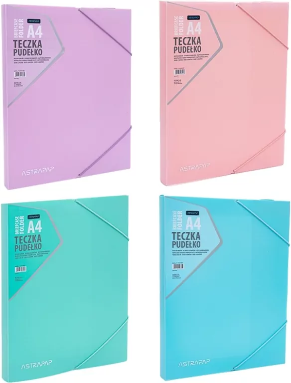 Teczka-pudełko z gumką PP pastel mix ASTRA - tantis.pl
