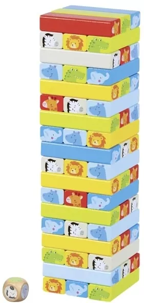 Wieża do układania typu Jenga z motywami zwierząt - tantis.pl