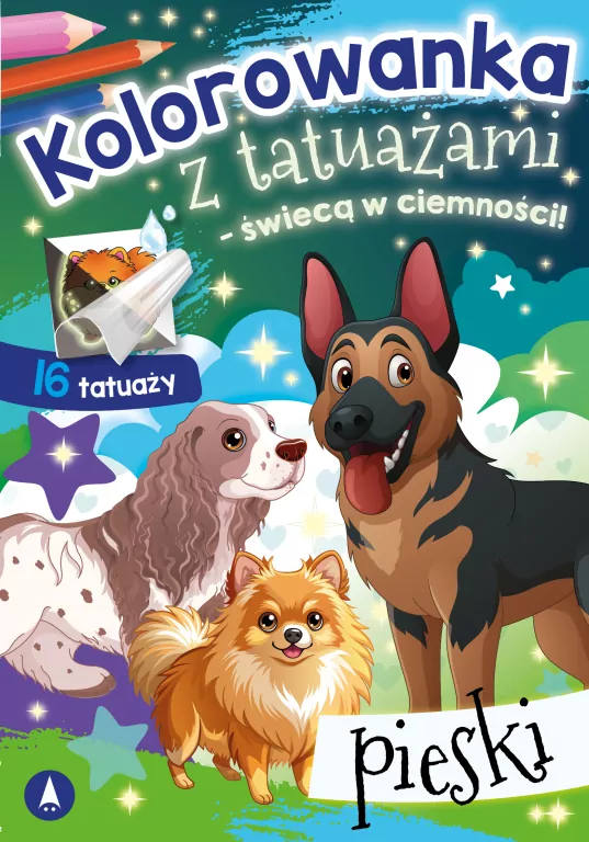 Kolorowanka z tatuażami świecą w ciemności! Pieski - tantis.pl