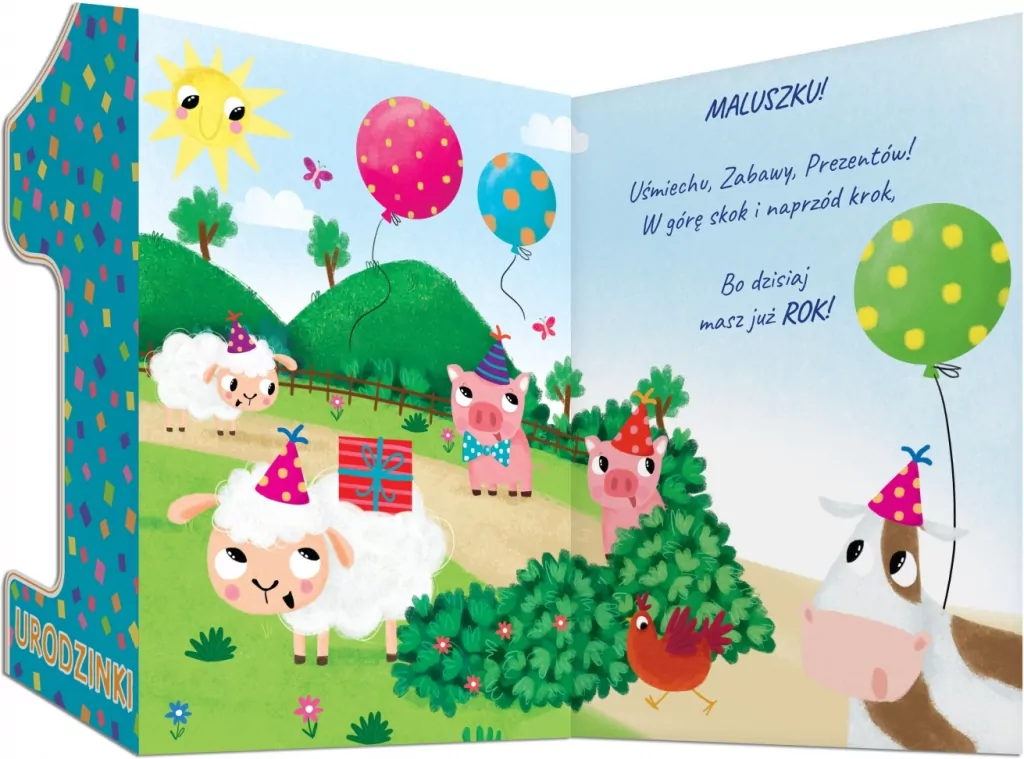 Karnet A5 Urodziny roczek - Kotek - tantis.pl