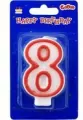 Świeczka cyferka 8 czerwony kontur - tantis.pl
