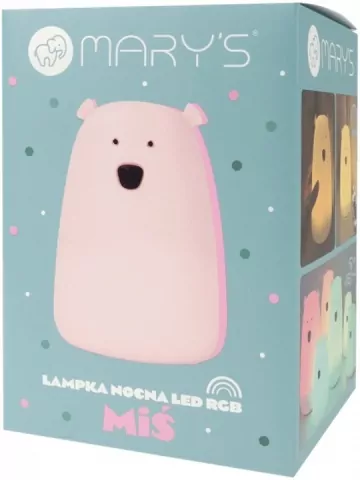 Lampka nocna LED RGB+WW + R/C miś duży różowy - tantis.pl