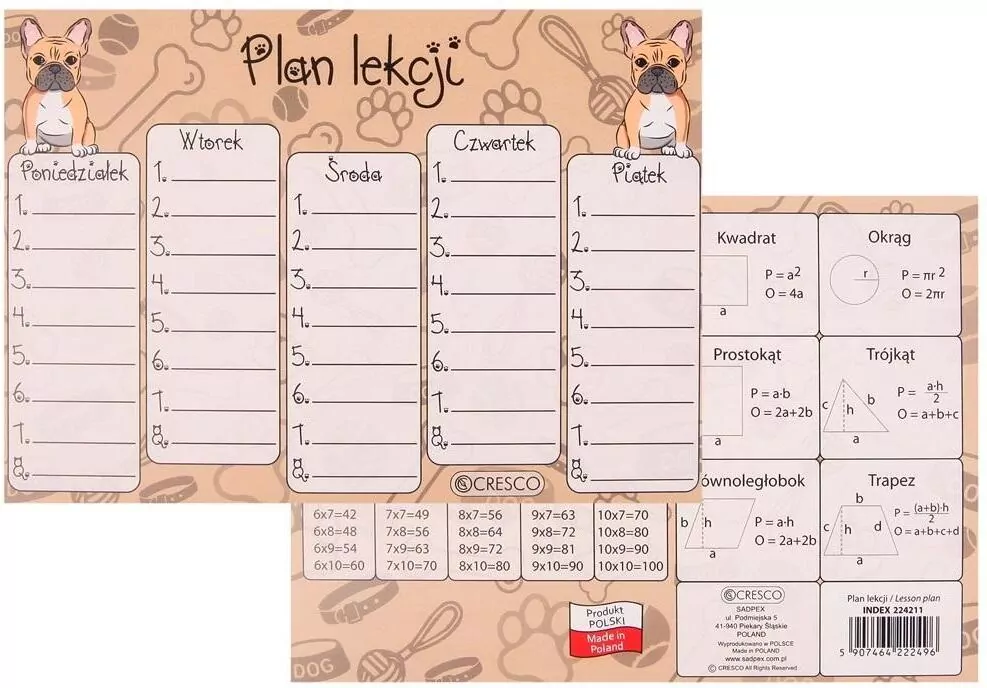 Plan lekcji A5 Buldog - tantis.pl