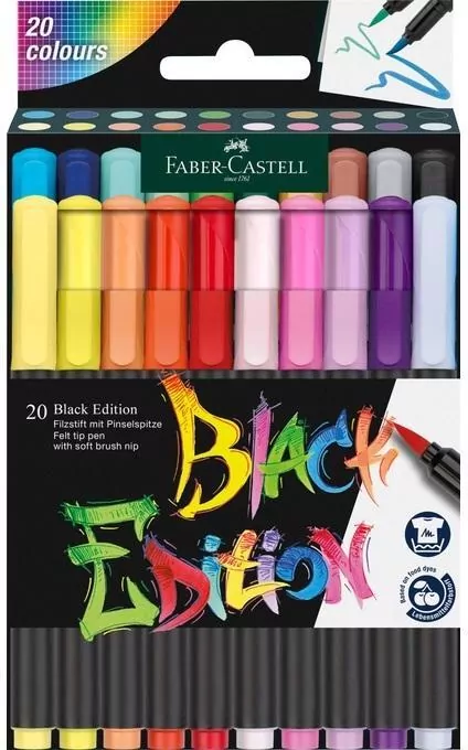 Pisaki pędzelkowe. Black Edition. 20 kolorów - tantis.pl