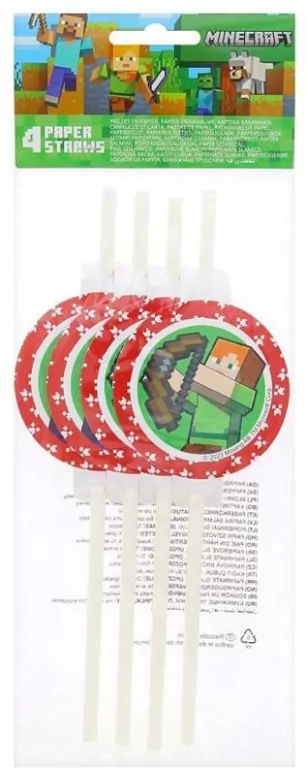 Słomki papierowe z medalionem Minecraft - tantis.pl