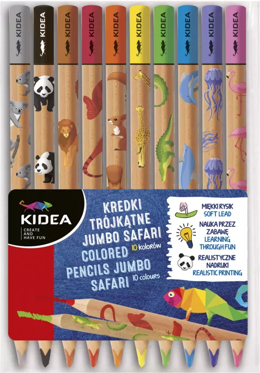 Kredki trójkątne Jumbo. Safari. 10 kolorów - tantis.pl