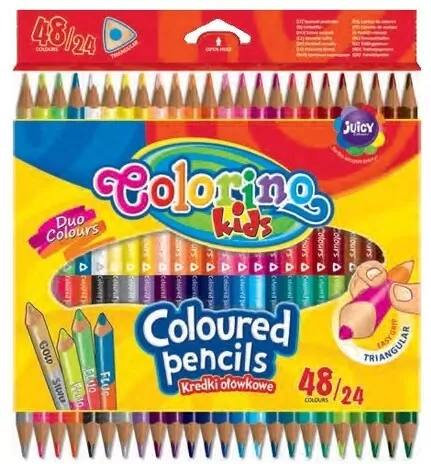 Kredki ołówkowe, trójkątne. Colorino Kids. Dwukolorowe, 48 kolorów - tantis.pl
