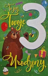 Karnet. Urodziny 3 chłopiec