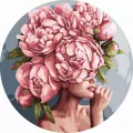 Malowanie po numerach okrągłe - Kobieta kwiat 40cm - tantis.pl