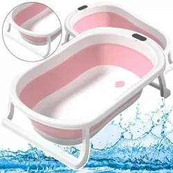 Wanienka do kąpieli składana antypoślizgowe różowa