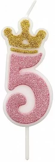 Świeczka 5 różowa 6,8cm PARTY GO - tantis.pl