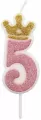 Świeczka 5 różowa 6,8cm PARTY GO - tantis.pl