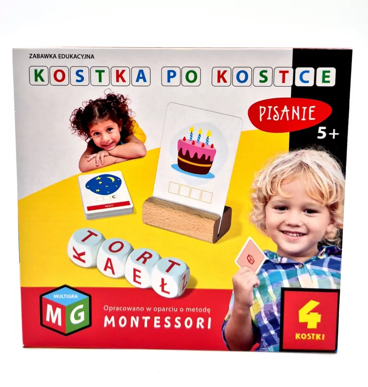 Kostka po kostce. Pisanie. Zabawka edukacyjna Montesori - tantis.pl