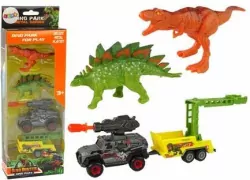 Zestaw dinozaury 2szt+ auto z rakietą+ przyczepa