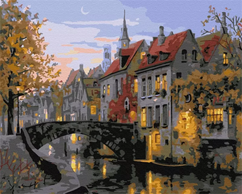 Malowanie po numerach BRUSHME 40x50 cm Zmierzch w mieście - tantis.pl