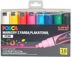 Markery plakatowe PC-8K 16 kolorów POSCA UNI