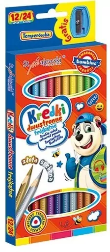 Kredki szkolne trójkątne Bambino. Dwustronne 12 sztuk - tantis.pl