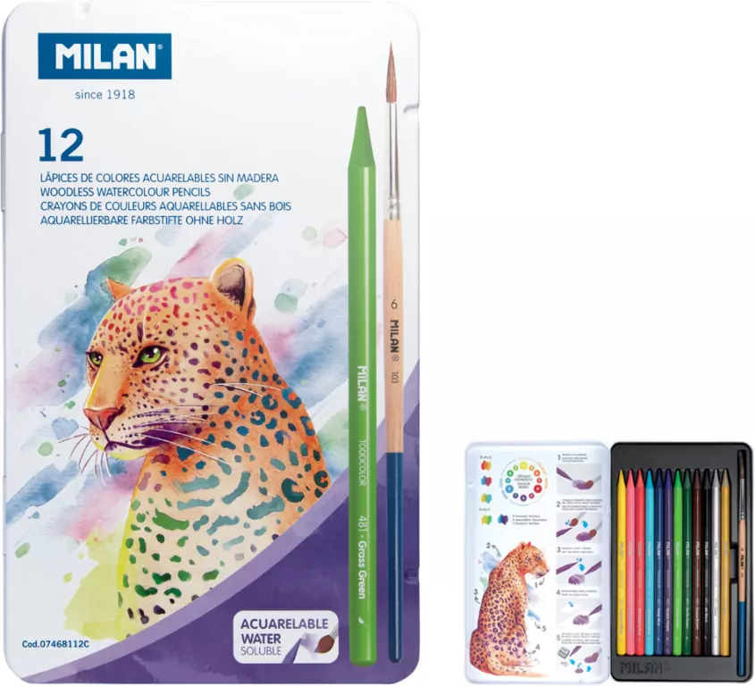 Kredki akwarelowe bezdrzewne 12 kol + pędzel - tantis.pl