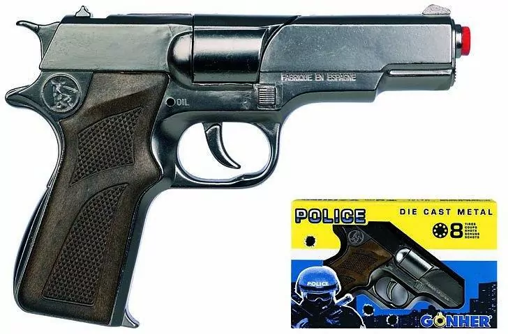 Metalowy pistolet policyjny 8 naboi - tantis.pl