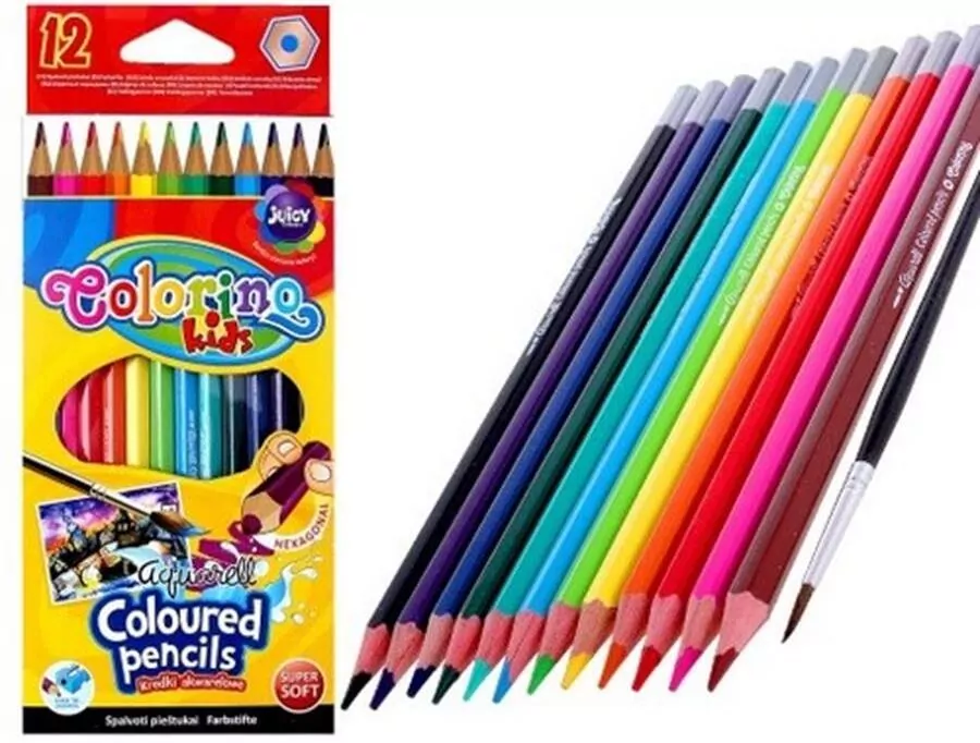 Kredki akwarelowe + pędzelek Colorino Kids 12 sztuk - tantis.pl