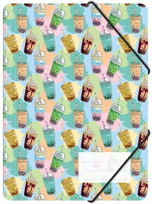 Teczka z gumką A4 pp z nadrukiem bubble tea - tantis.pl