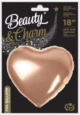 Balon foliowy Serce różowo-złoty 45cm - tantis.pl