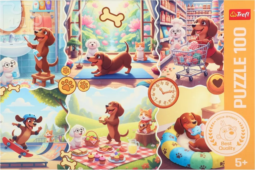 Puzzle 100 Długi dzień jamnika TREFL - tantis.pl