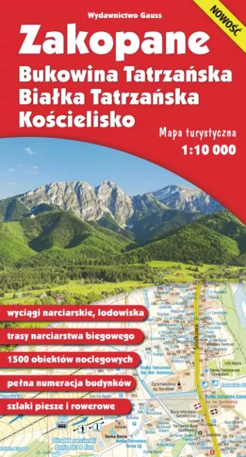 Mapa zakopane bukowina tatrzańska białka tatrzańska i kościelisko 1:10 000 foliowana - tantis.pl