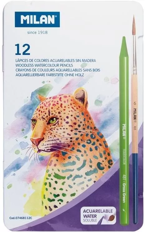 Kredki akwarelowe bezdrzewne 12 kol + pędzel - tantis.pl